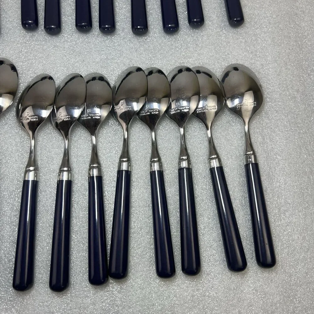 Stanley Roberts SPECTRUM Navy Blue Stainless Korea Flatware 44 Pcs 8 Setting MCM